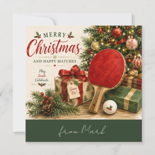 Pingpong Kerst thema Kaart (Voorkant)