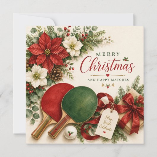 Pingpong Kerst thema Kaart (Voorkant)