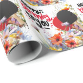 Pingpong Verjaardag met peddel en bloem Cadeaupapier (Rol Hoek)