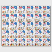 Pingpong Verjaardag met peddel en bloem Cadeaupapier (Vlak)