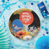 Pingpong Verjaardag met peddel en bloem Papieren Bordje (Feest)