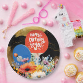 Pingpong Verjaardag met peddel en bloem Papieren Bordje (Feest)