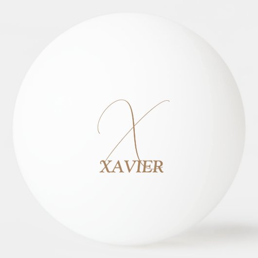 Pingpongbal met kameelbruin monogram (Voorkant)
