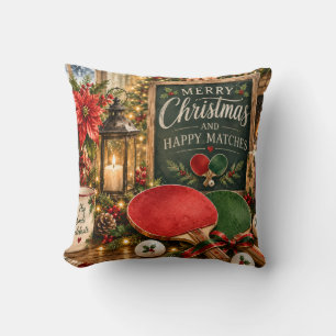 Pingpongbat en bal met Kerstthema Kussen