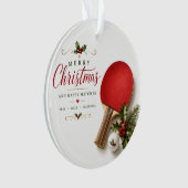 Pingpongbat en bal met kerstthema ornament (voorkant)