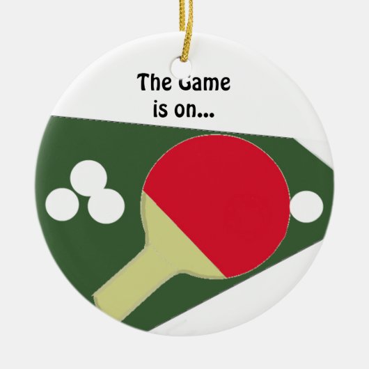 Pingpongbat met ballen keramisch ornament (Voorkant)