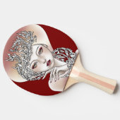 Pingpongkraai van het rode licht tafeltennisbatje (Zijkant)