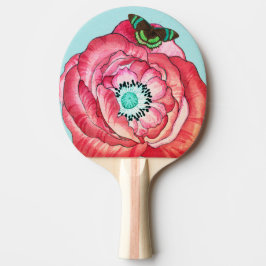 PINGPONGPADDLE ORANJE PAPAVER EN VLINDER TAFELTENNISBATJE