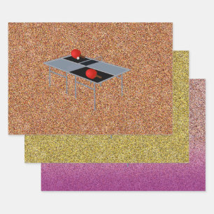 Pingpongtafel, peddels, bal, cadeauverpakking vell inpakpapier vel