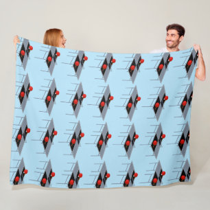 Pingpongtafels met vleermuizen en balpatroon, fleece deken