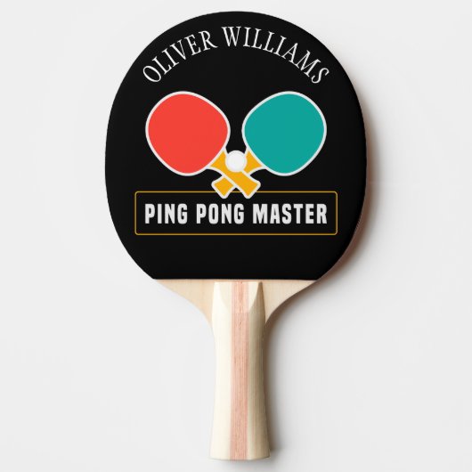 PINGT PONG MASTER Persoonlijk bewerkbaar zwart Tafeltennisbatje (Voorkant)