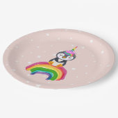 Pinguim unicórnio papieren bordje (Gekanteld)