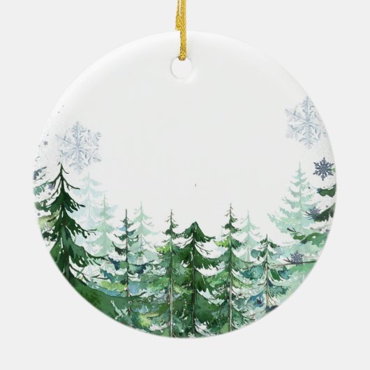 Pinguïn 1 kerst als een gezin van drie jaar keramisch ornament (Achterkant)