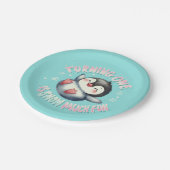 Pinguïn 1e Verjaardagsfeest Winter Wonderland Blau Papieren Bordje (Gekanteld)