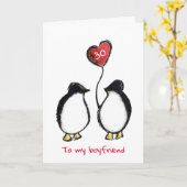 Pinguïn 30e verjaardag of elke leeftijd vriendje k kaart (Gele Bloem)