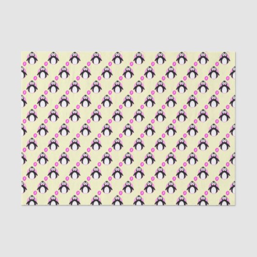 Pinguïn 3 jaar oude roze crème tissuepapier (Voorkant)