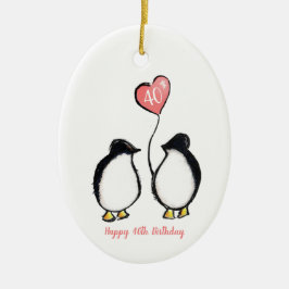 Pinguïn 40ste verjaardag van de vrouw (of elke lee keramisch ornament