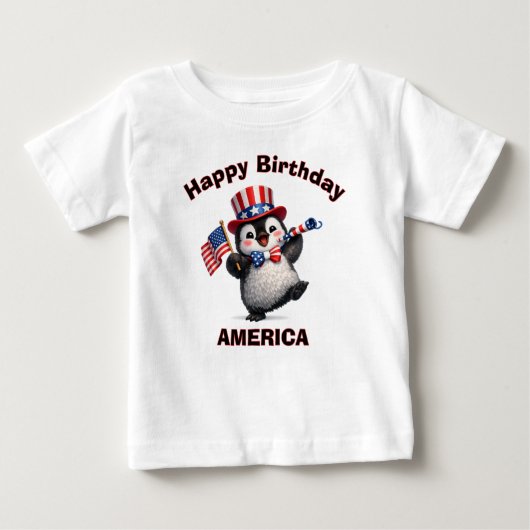 Pinguïn (4l) Patriottisch Kinder T-Shirt (Voorkant)