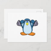 Pinguïn aan het bodybuilden met halters briefkaart (Voorkant / Achterkant)