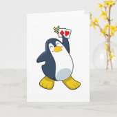 Pinguïn aan het pokeren met pokerkaarten kaart (Gele Bloem)