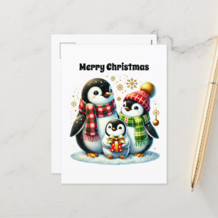 Pinguïn aanpasbare vrolijke kerst feestdagenkaart