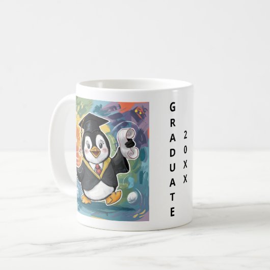 Pinguïn Afstuderen gepersonaliseerd Koffiemok (Voorkant links)