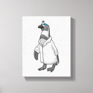 Pinguïn als arts met de mantel van de dokter canvas afdruk