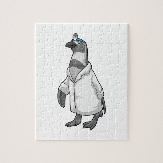 Pinguïn als arts met de mantel van de dokter legpuzzel (Verticaal)