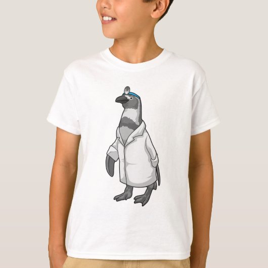 Pinguïn als arts met de mantel van de dokter t-shirt (Voorkant)