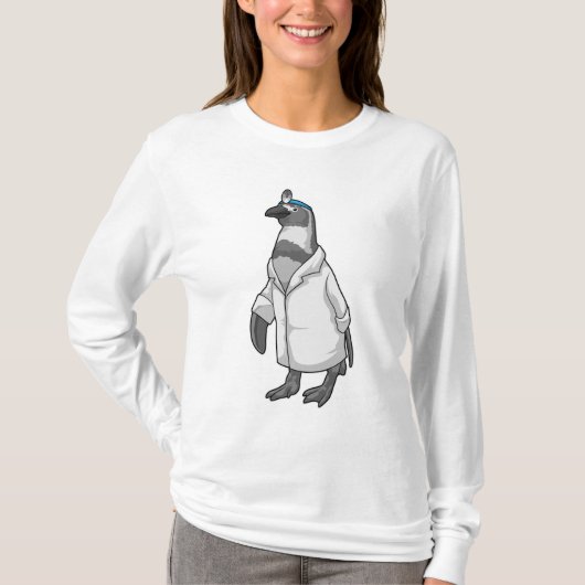 Pinguïn als arts met de mantel van de dokter t-shirt (Voorkant)