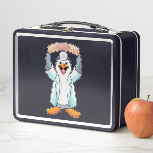 Pinguïn als arts met gips (In situ)