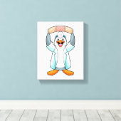 Pinguïn als arts met gips canvas afdruk (Insitu (Houten vloer))