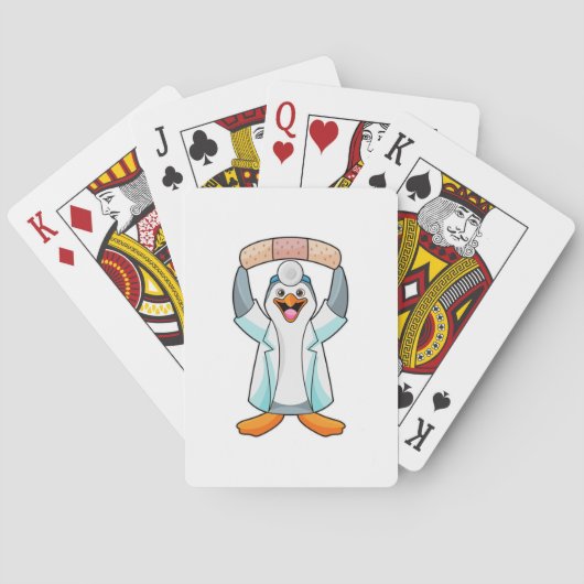 Pinguïn als arts met gips pokerkaarten (Achterkant)