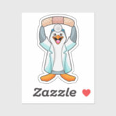 Pinguïn als arts met gips sticker (Vel)