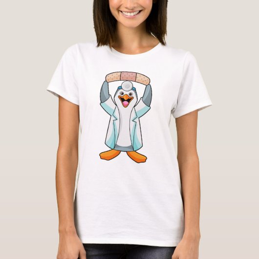 Pinguïn als arts met gips t-shirt (Voorkant)