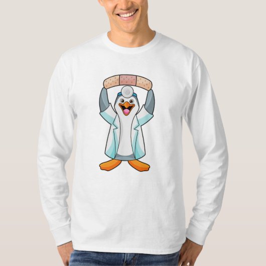 Pinguïn als arts met gips t-shirt (Voorkant)