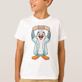 Pinguïn als arts met gips t-shirt (Voorkant)