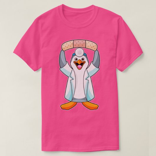 Pinguïn als arts met gips t-shirt (Design voorkant)