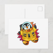 Pinguïn als astronaut in pak briefkaart (Voorkant / Achterkant)