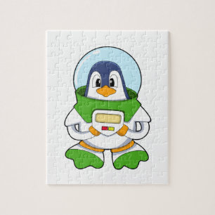 Pinguïn als astronaut met kostuum legpuzzel