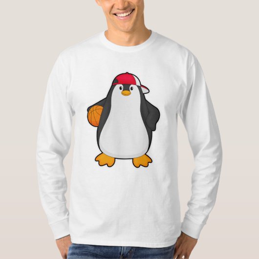Pinguïn als Basketballspeler met Basketball T-shirt (Voorkant)