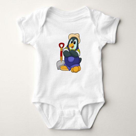 Pinguïn als boer met schittering romper (Voorkant)