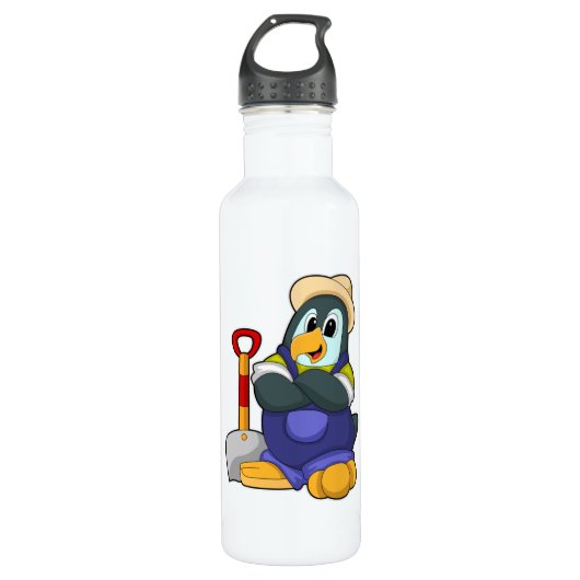 Pinguïn als boer met schittering waterfles  (Voorkant)
