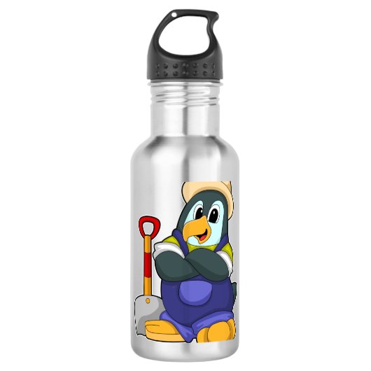 Pinguïn als boer met schittering waterfles  (Voorkant)