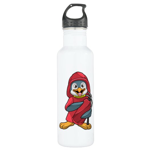 Pinguïn als brandblusapparaat met brandblusapparaa waterfles (Voorkant)