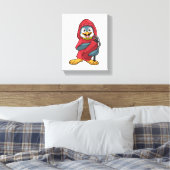 Pinguïn als brandweerman met blusapparaat canvas afdruk (Insitu (Slaapkamer))