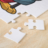 Pinguïn als brandweerman met blusapparaat legpuzzel (Zijkant)