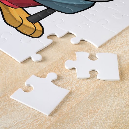 Pinguïn als brandweerman met blusapparaat legpuzzel (Zijkant)