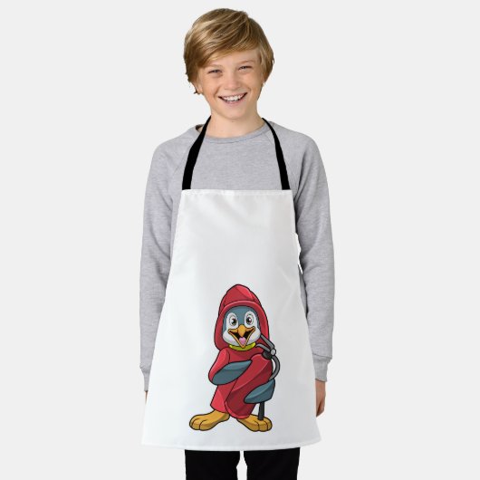 Pinguïn als brandweerman met blusapparaat schort (Gedragen)