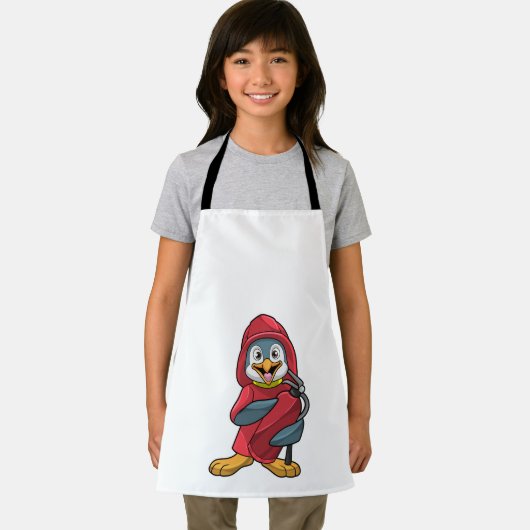 Pinguïn als brandweerman met blusapparaat schort (Insitu)